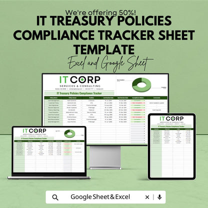 IT Treasury Policies Compliance Tracker | Policy Compliance Spreadsheet | Risk & Audit Tracker | Internal Control Log