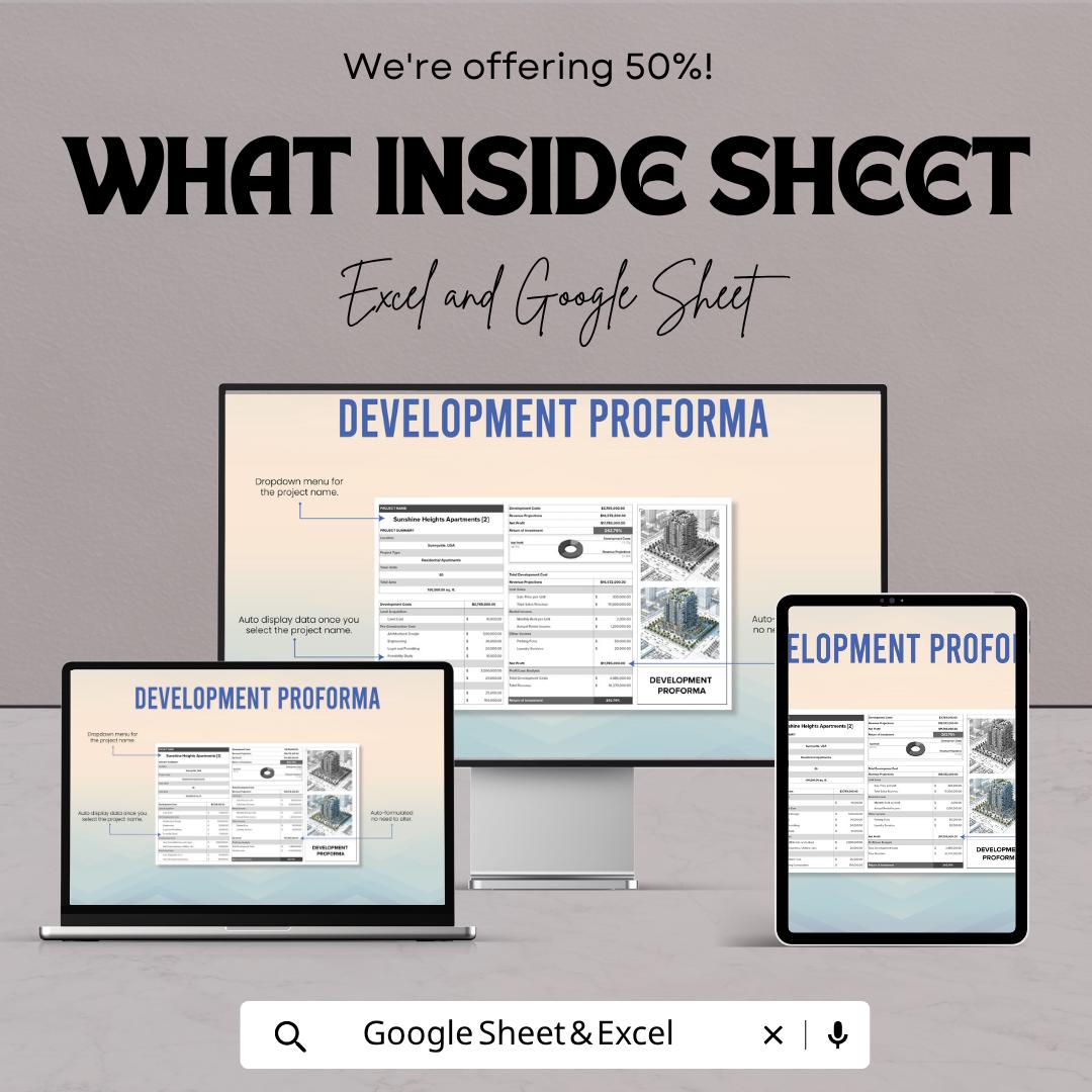 Development Proforma Template | Real Estate Financial Model | Property Development Analysis | ROI Calculator | Investment Proforma