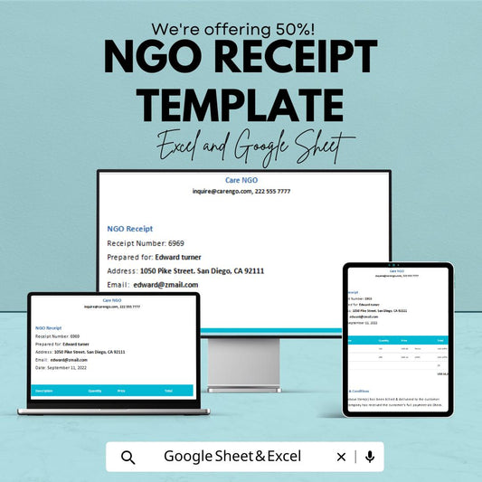 NGO Receipt Template | Donation Receipt Form | Nonprofit Contribution Receipt | Charity Donation Acknowledgement