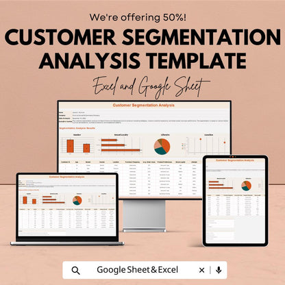 Customer Segmentation Analysis Template | Excel and Google Sheets Dashboard | Marketing Analytics | Business Data Report