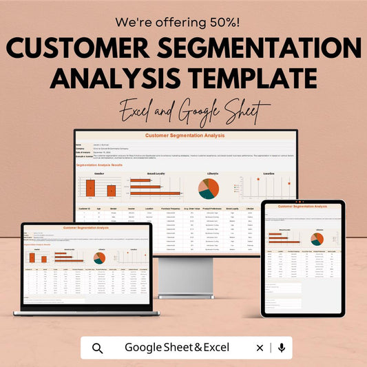 Customer Segmentation Analysis Template | Excel and Google Sheets Dashboard | Marketing Analytics | Business Data Report
