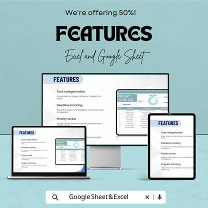 Project To Do List Spreadsheet | Google Sheets & Excel Task Planner | Project Task Tracker Dashboard | Business Productivity Template