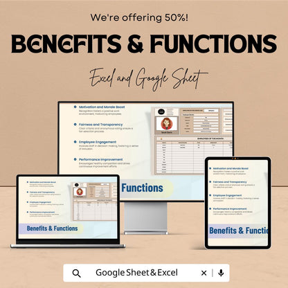 Employee of the Month Voting and Scoring System HR Template | Staff Recognition Program | Excel and Google Sheets Employee Awards