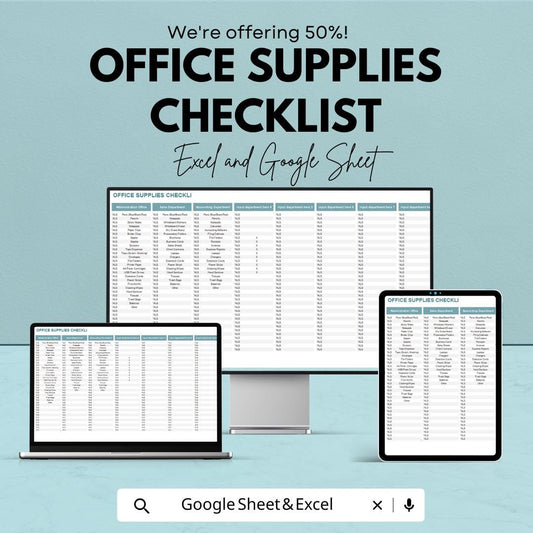 Office Supplies Checklist Template | Google Sheets & Excel | Office Inventory Tracker | Business Supply Management | Printable Supply Log