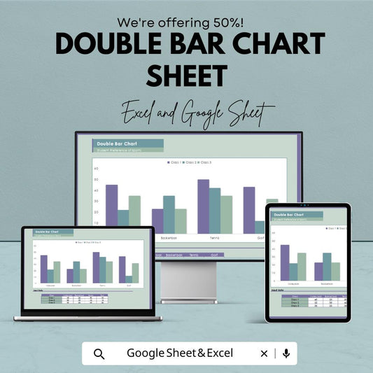 Double Bar Chart Template for Excel & Google Sheets - Visualize and Compare Data