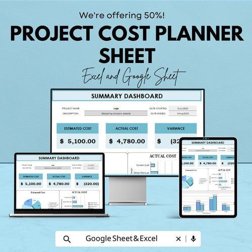 Project Cost Planner Sheet - Excel & Google Sheets | Budget Planning Template for Project Management