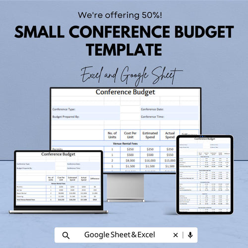 Small Conference Budget Template | Event Budget Spreadsheet | Conference Expense Tracker | Excel & Google Sheets | Event Planning Cost Sheet
