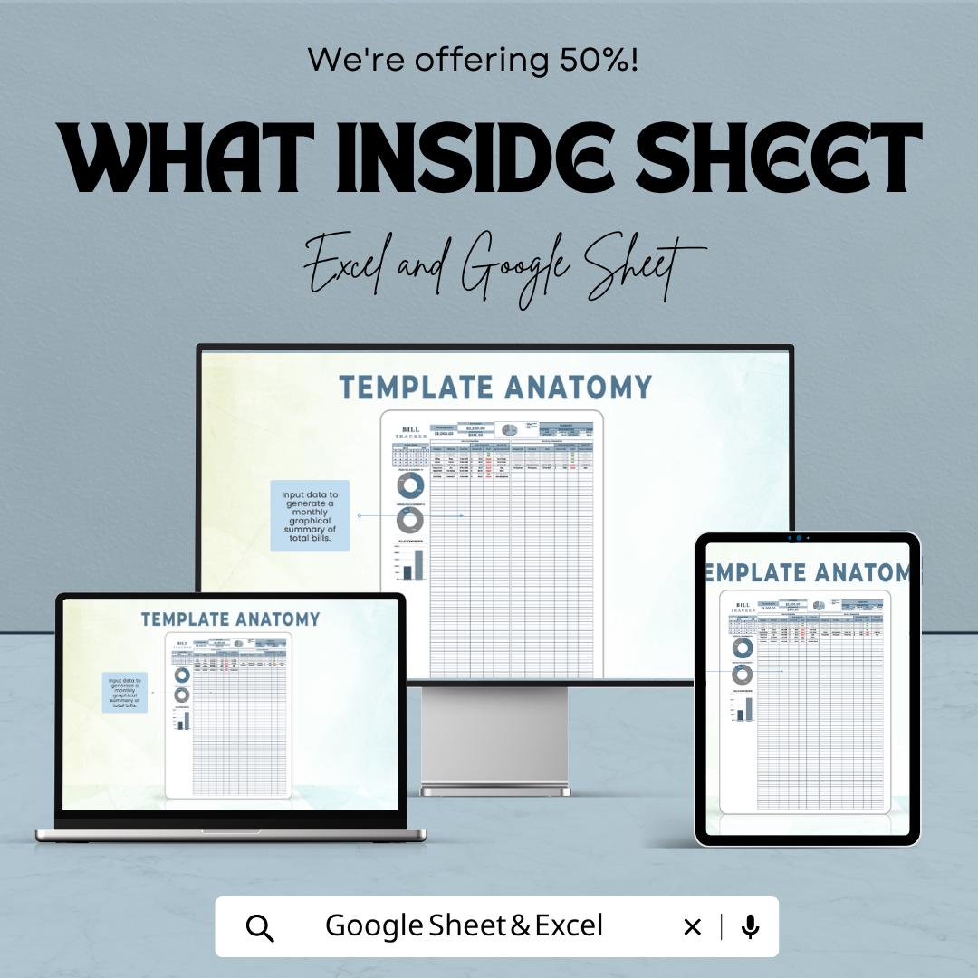 Bill Tracker Template | Monthly Bill Organizer Spreadsheet | Expense Tracker Excel & Google Sheets | Bill Payment Planner | Budget Tracker
