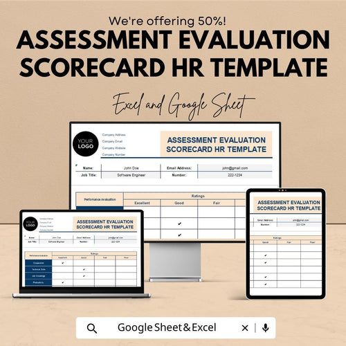 Balanced Scorecard for Employee Evaluation HR Template | Performance Review | KPI Dashboard | Staff Appraisal Tracker