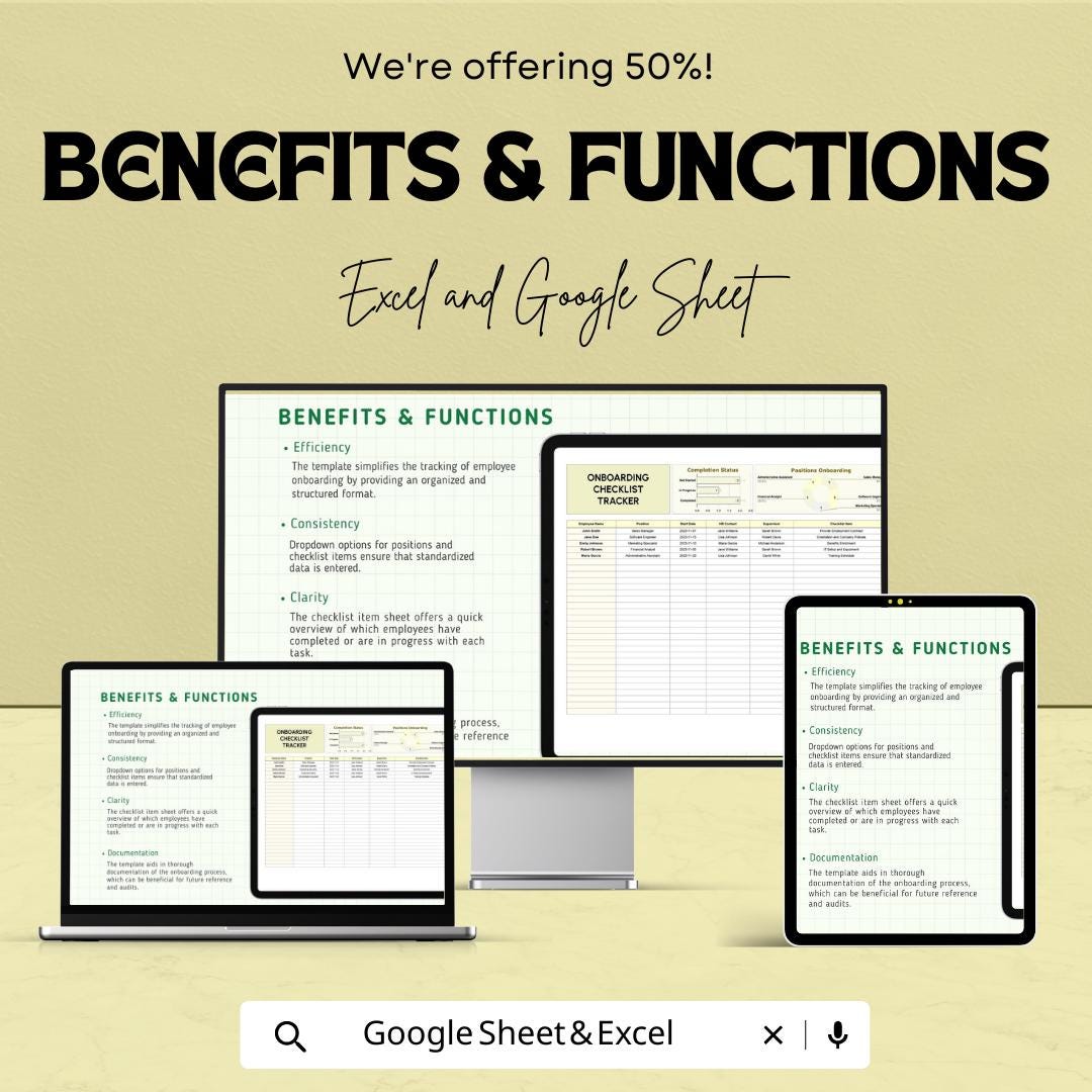 Onboarding Checklist Tracker HR Template |  Employee Onboarding Tool | New Hire Checklist Spreadsheet | HR Onboarding Tracker