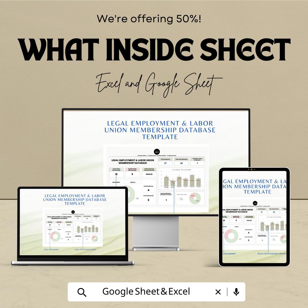Union Membership Database, Employee Union Tracker, HR Membership Spreadsheet, Labor Union Log, Member Management Template,