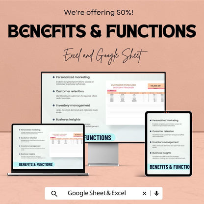 Customer Purchase History Tracker Template | Sales Log | Purchase Tracker | Client Order Spreadsheet | Business Record Template