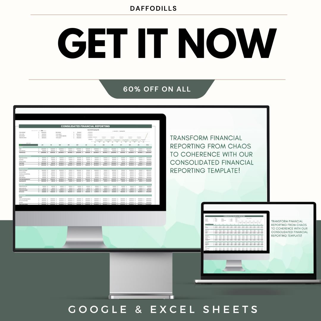 Consolidated Financial Reporting Template, Financial Statement Spreadsheet, Business Finance Report, Google Sheets Excel
