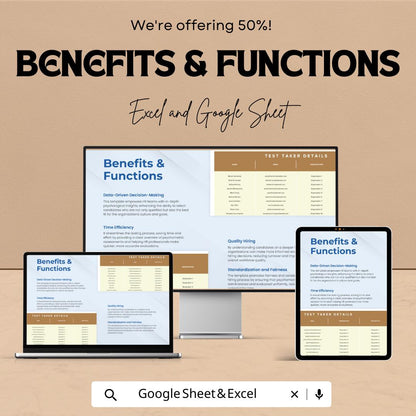 Psychometric Test Analysis HR Template | Excel & Google Sheets | HR Assessment Tool | Candidate Evaluation Sheet | Hiring Decision Dashboard