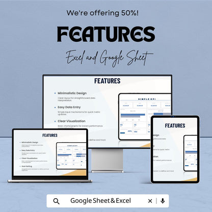 Simple KPI Template | KPI Dashboard Spreadsheet | Excel and Google Sheets KPI Tracker | Business Metrics Template | Revenue Expense