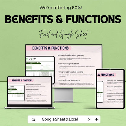 IT Operational Risk Assessment Sheet Template | IT Risk Management Tool | Excel & Google Sheets Risk Register | Operational Risk Analysis