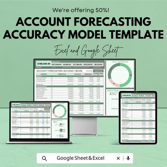 Account Forecasting Accuracy Model Template | Forecast vs Actual Analysis Tool | Financial Accuracy Tracker | Budget Variance Template