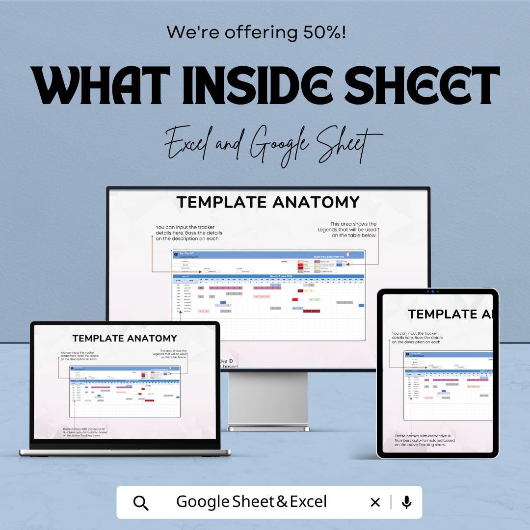 Leave Tracker Template  | Employee Leave Calendar | PTO Vacation Tracker | HR Absence Management Spreadsheet | Staff Leave Log