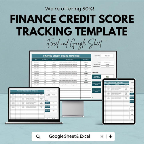Finance Credit Score Tracking Template | Credit Score Log | Automated Credit Tracker | Financial Score Management Tool