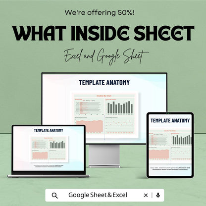 Creative Bar Chart Template Excel Google Sheets, Data Visualization Dashboard, Analytics Chart Template, Business Report Graph Spreadsheet