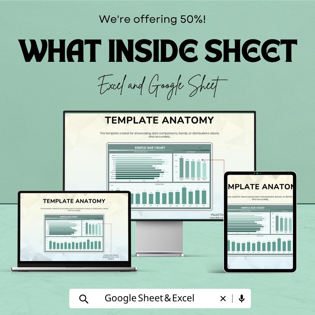 Simple Bar Chart Template | Data Visualization Dashboard | Sales & Performance Chart | Editable Graph Template