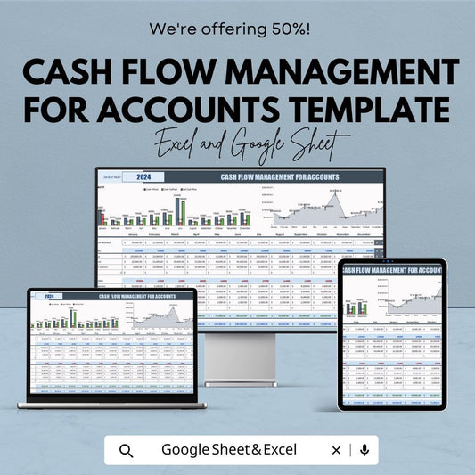 Cash Flow Management for Accounts Template | Business Finance Tracker | Income Expense Budget Planner | Cashflow Spreadsheet