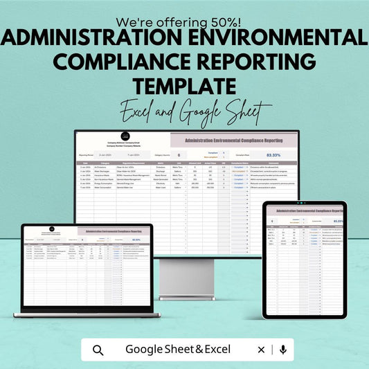 Administration Environmental Compliance Reporting Template | Environmental Compliance Spreadsheet | Excel & Google Sheets Compliance Tracker