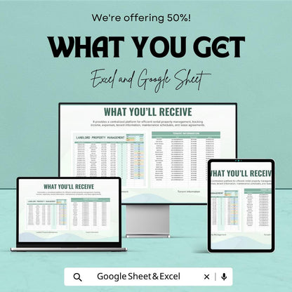 Landlord Property Management Template Excel Google Sheets | Rental Property Tracker | Tenant Management Spreadsheet | Rent Tracker |