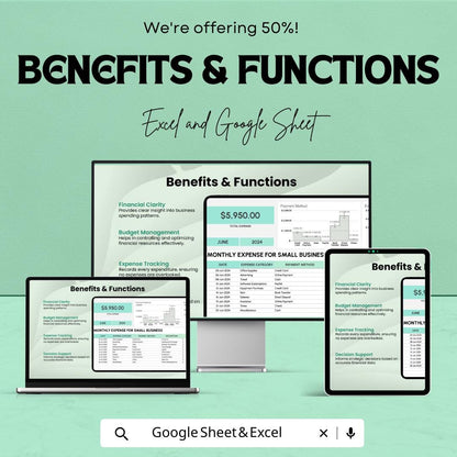 Monthly Expense for Small Business Sheet | Budget Tracking Excel & Google Sheets Template | Expense Log for Small Business |