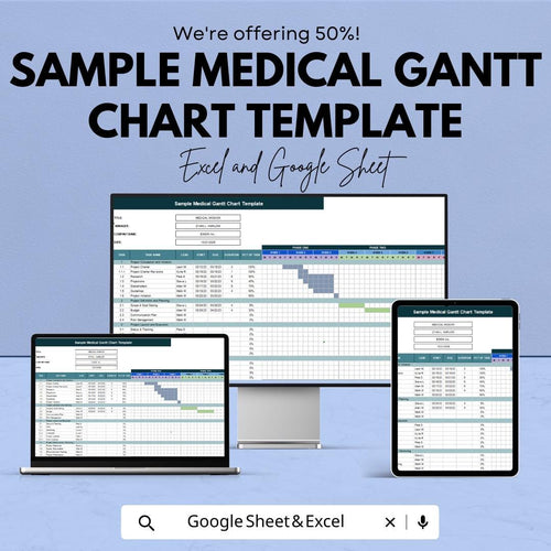 Sample Medical Gantt Chart Template for Excel & Google Sheets | Editable Project Timeline | Healthcare Task Planner