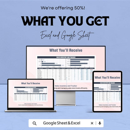 Sales Inventory and Tracker Sheet | Excel and Google Sheets | Inventory Management Spreadsheet | Track Product Sales, Stock, and Profit