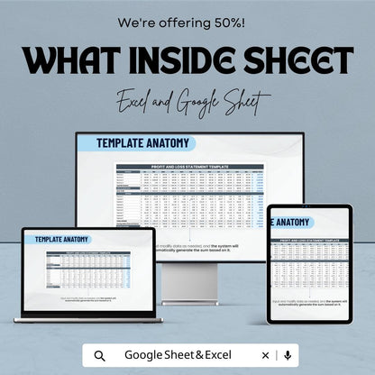 Profit and Loss Statement Template |  P&L Statement Spreadsheet | Business Finance Tracker | Editable Financial Report