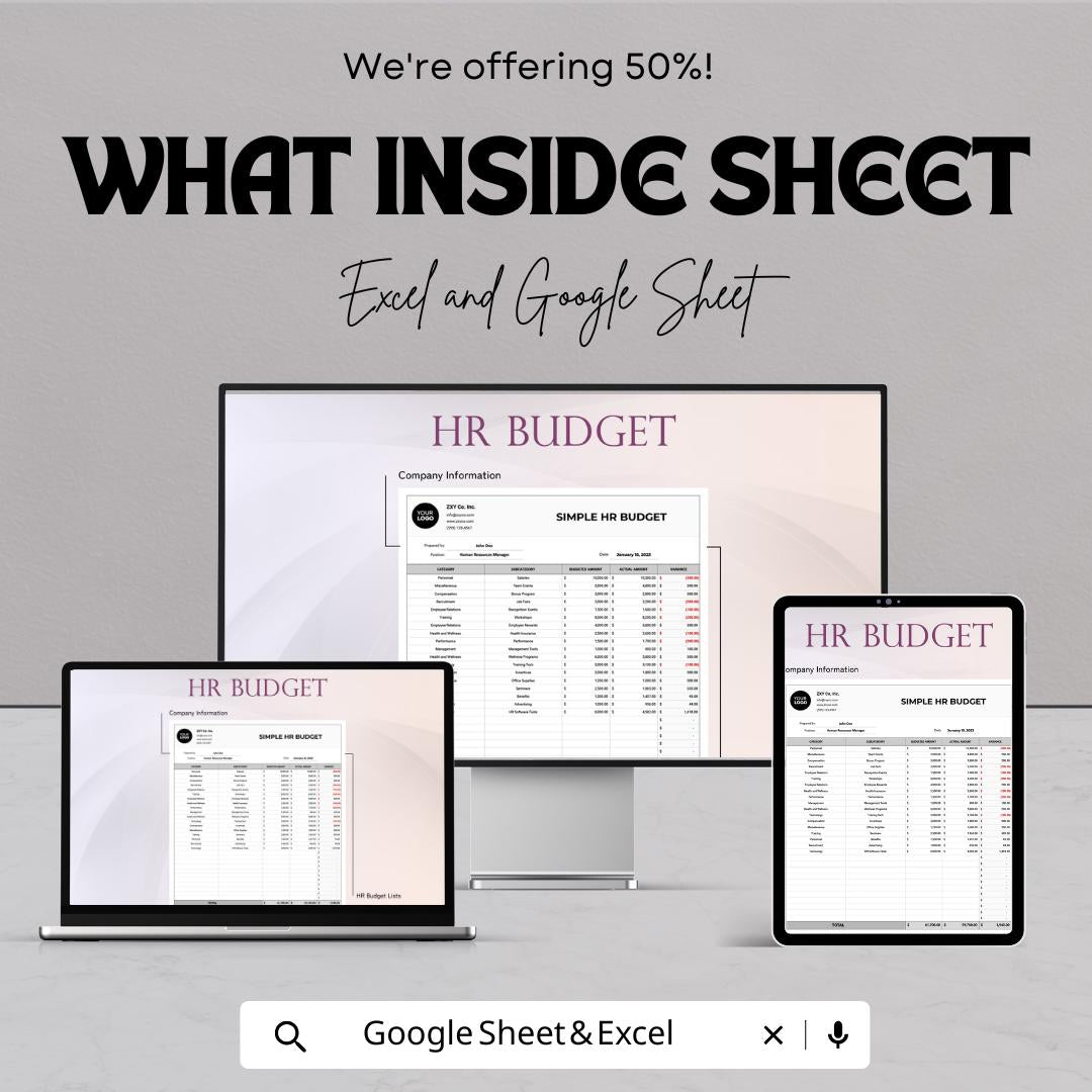 Simple HR Budget Sheet - Excel & Google Sheets | HR Budgeting Template | Employee Salary and Expense Tracker | Budget Planning Tool