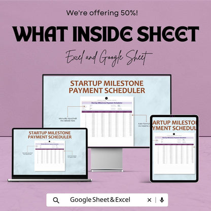 Startup Milestone Payment Scheduler Template | Startup Payment Tracker | Milestone Budget Planner | Business Payment Schedule