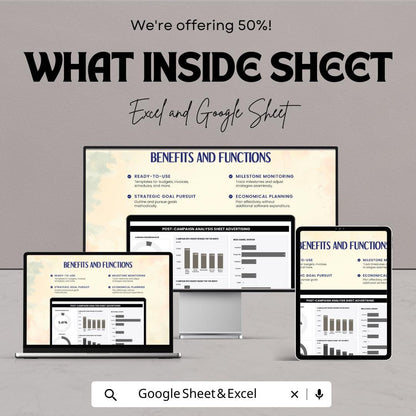 Post-Campaign Analysis Sheet Advertising Template | Marketing Campaign Report | Dashboard Analytics Spreadsheet | Excel & Google Sheets |