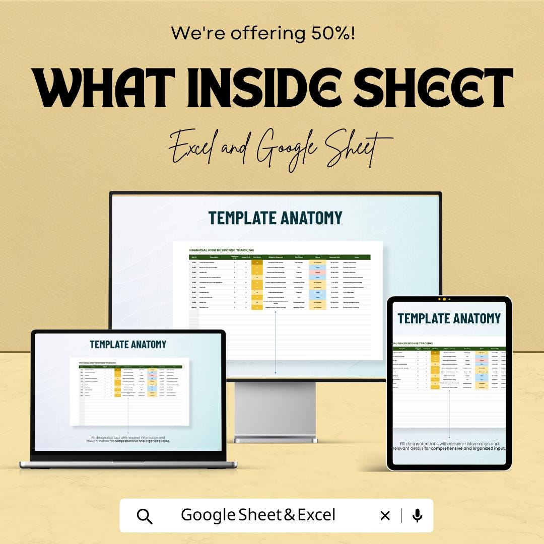 Financial Risk Response Tracking Template, Risk Management Spreadsheet, Compliance Tracker, Excel Google Sheets, Risk Action Log, Audit Tool