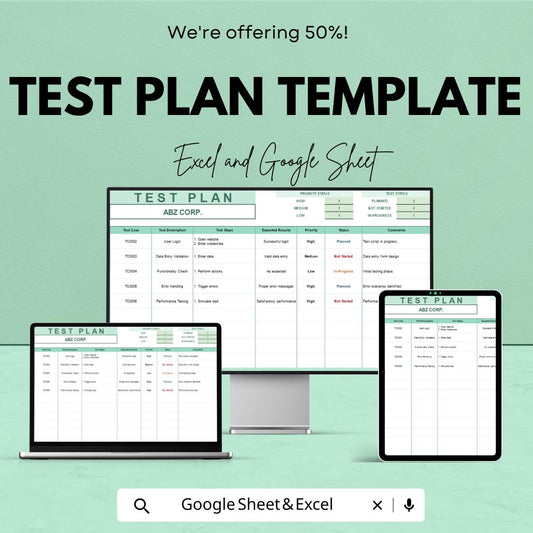 Test Plan Template | QA Test Case Tracker | Project Testing Planner | Quality Assurance Template
