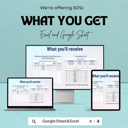 Software Support & Maintenance Template | Support Schedule Spreadsheet | IT Maintenance Tracker | Service Agreement Template |