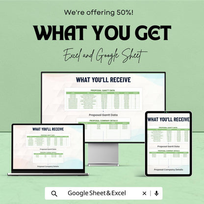 Proposal Gantt Chart Template Excel & Google Sheets | Project Timeline Planner | Proposal Management Spreadsheet