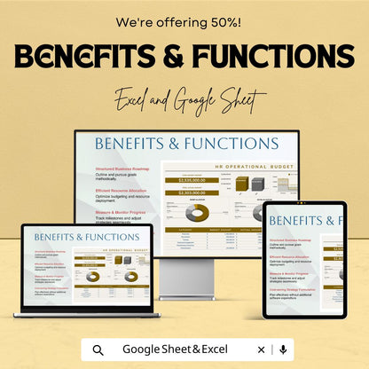 HR Operational Budget Sheet - Excel and Google Sheets Template for HR Planning, Budget Allocation & Expense Tracking