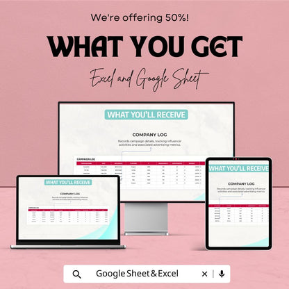 Influencer Campaign Advertising ROI Tracker Template | Influencer Marketing Analytics, Ad Performance & ROI Spreadsheet