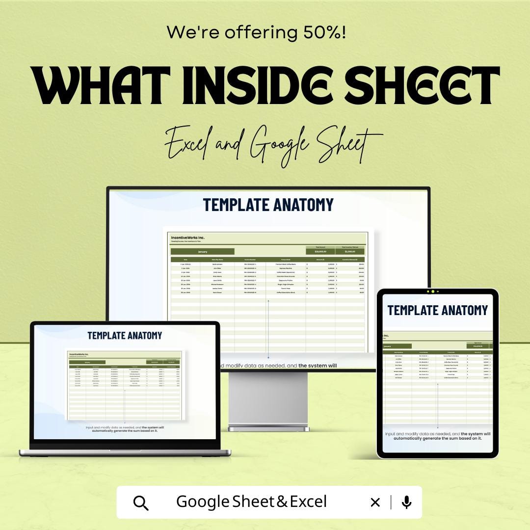 Sales Incentive Claim Log Template | Incentive Tracking Spreadsheet | Commission Claim Tracker | Excel & Google Sheets