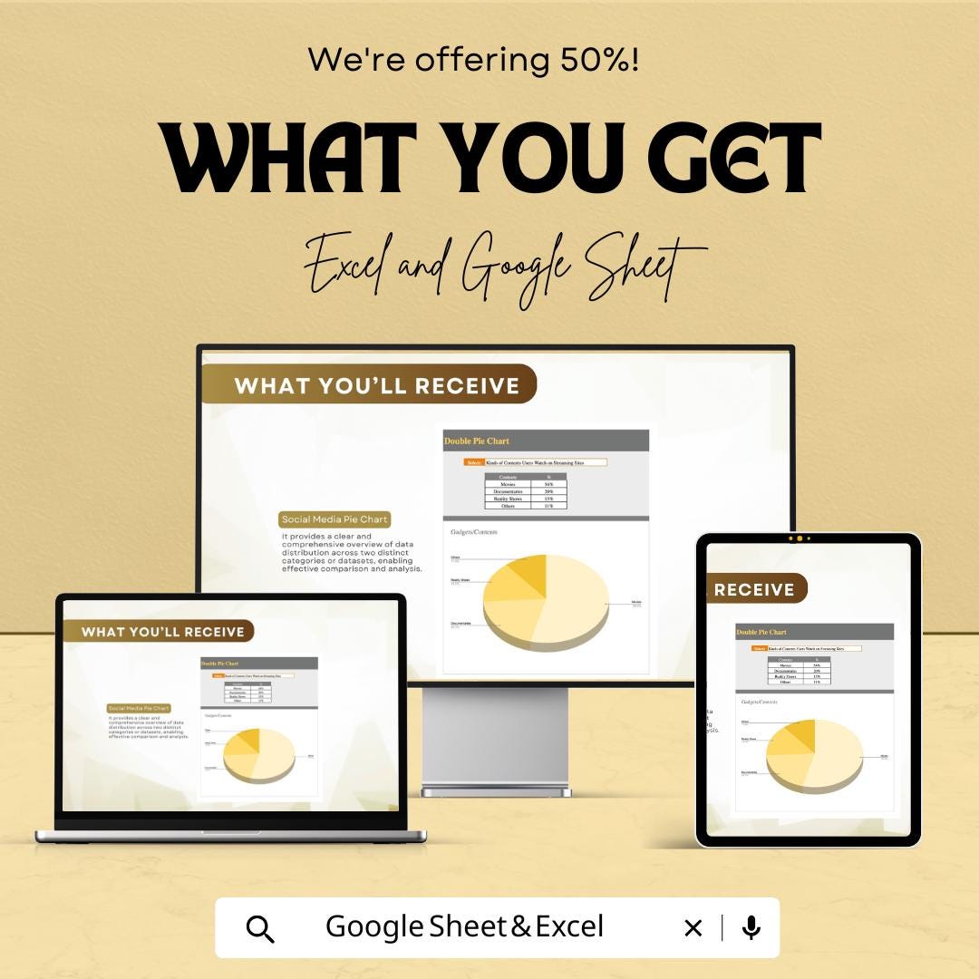 Double Pie Chart Template | Business Data Visualization Dashboard | Comparison Chart Template | Instant Download