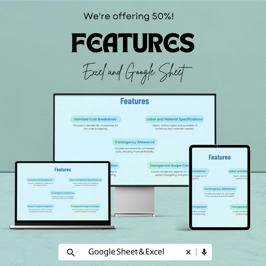 Estimate Sheet Template for Excel & Google Sheets | Cost Estimation and Budgeting Tool