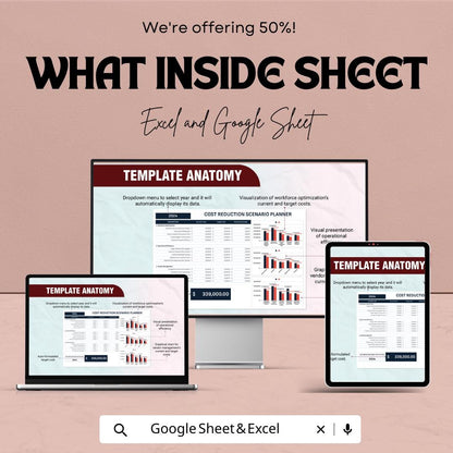 Financial Cost Reduction Scenario Planner Sheet | Excel & Google Sheet Template for Budget Planning and Cost Saving