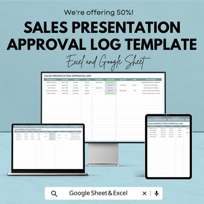 Sales Presentation Approval Log Template | Sales Approval Tracker | Presentation Workflow Manager | Excel & Google Sheets