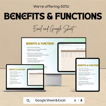 Marketing Affiliate Tracker Template  | Affiliate Program Spreadsheet | Commission Tracking Dashboard | ROI & Conversion Tracker