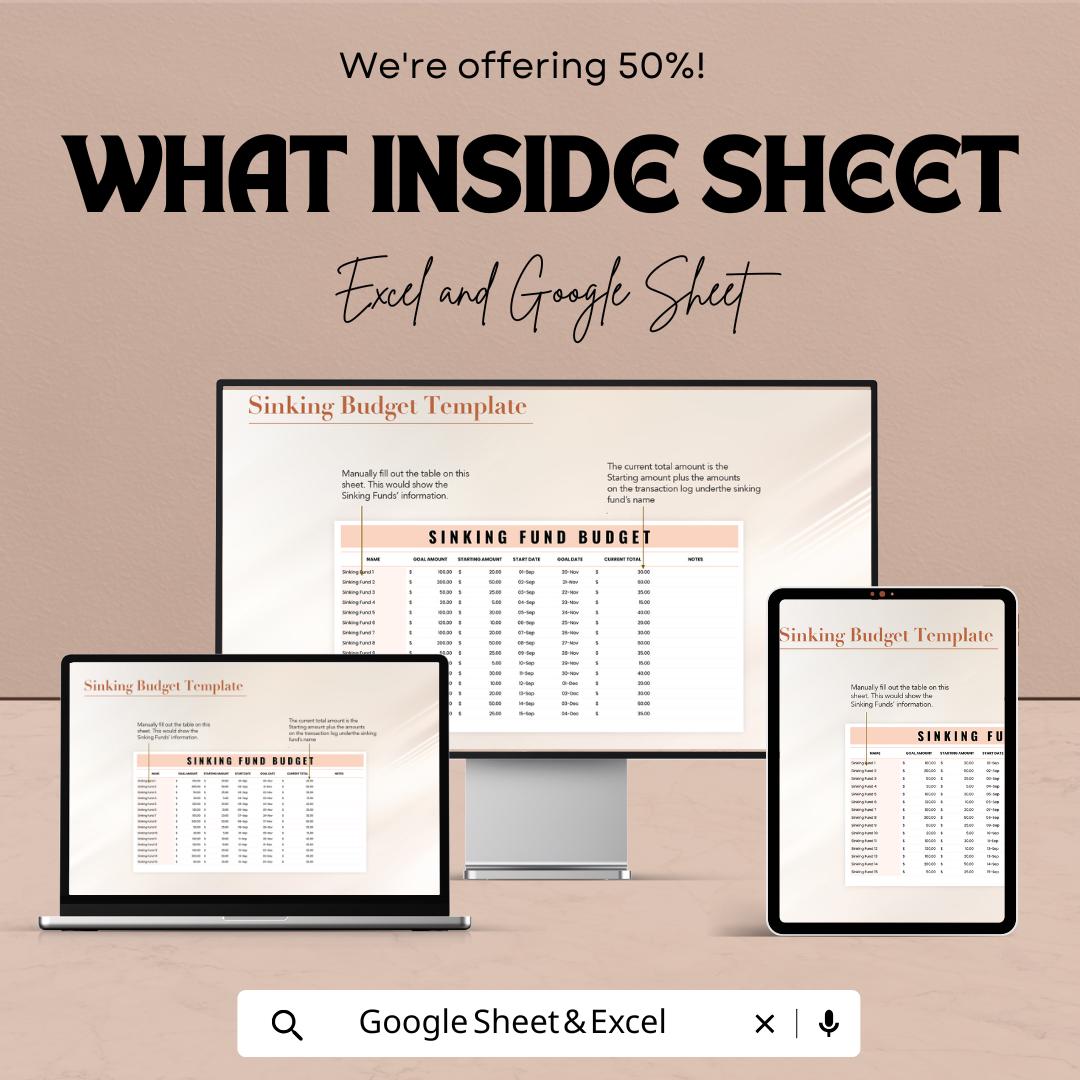 Sinking Fund Budget Template | Excel and Google Sheets Budget Planner | Sinking Budget Spreadsheet | Expense Tracker & Financial Planner