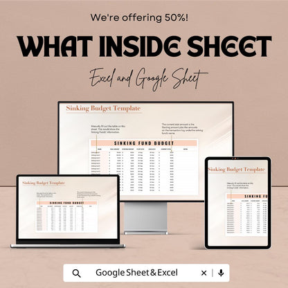 Sinking Fund Budget Template | Excel and Google Sheets Budget Planner | Sinking Budget Spreadsheet | Expense Tracker & Financial Planner