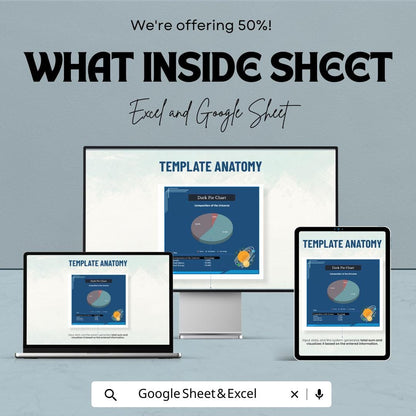 Dark Pie Chart Sheet – Stylish Template for Excel and Google Sheets | 50% Off | Customizable & Interactive